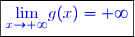 \boxed{\textcolor{blue}{\underset{x\to +\infty}{\lim}g(x)=+\infty}}}